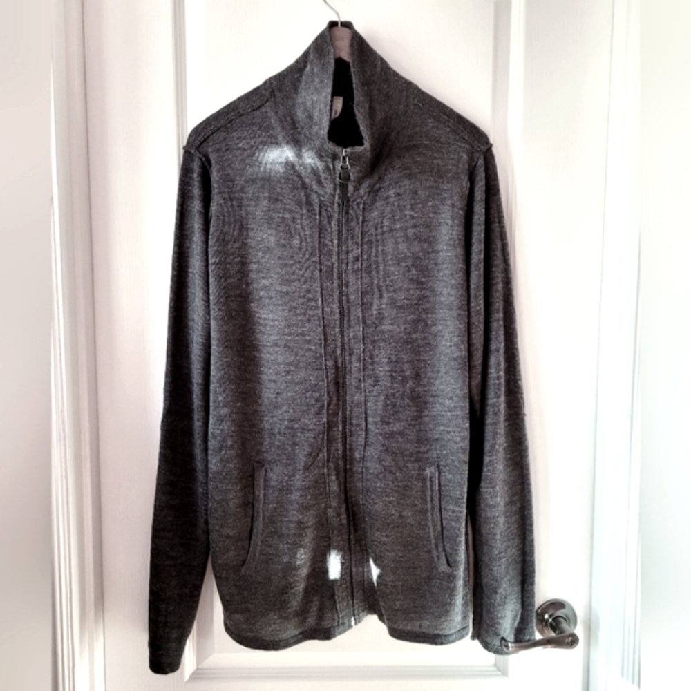 Civil Society Men's Font Zip Sweater Heather Gray Size Large